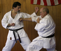 Ray Dalke (right) demonstarting reverse punch application with Michael Arab. [Chicago 2004]